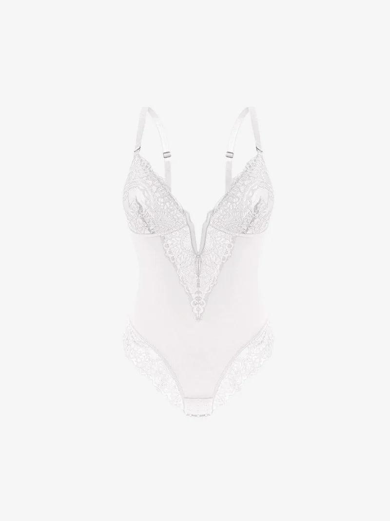 V-Neck Half Laced Snatched Shapewear Bodysuit