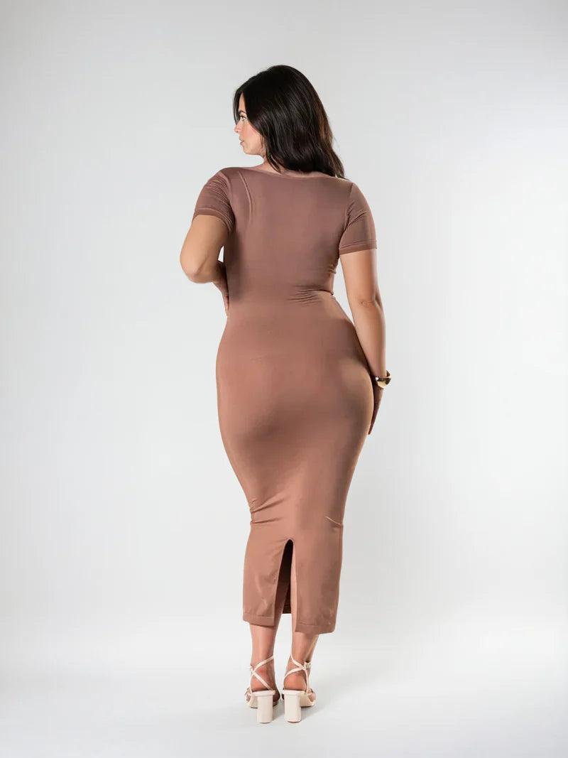 Short Sleeve Midi Shapewear Dress