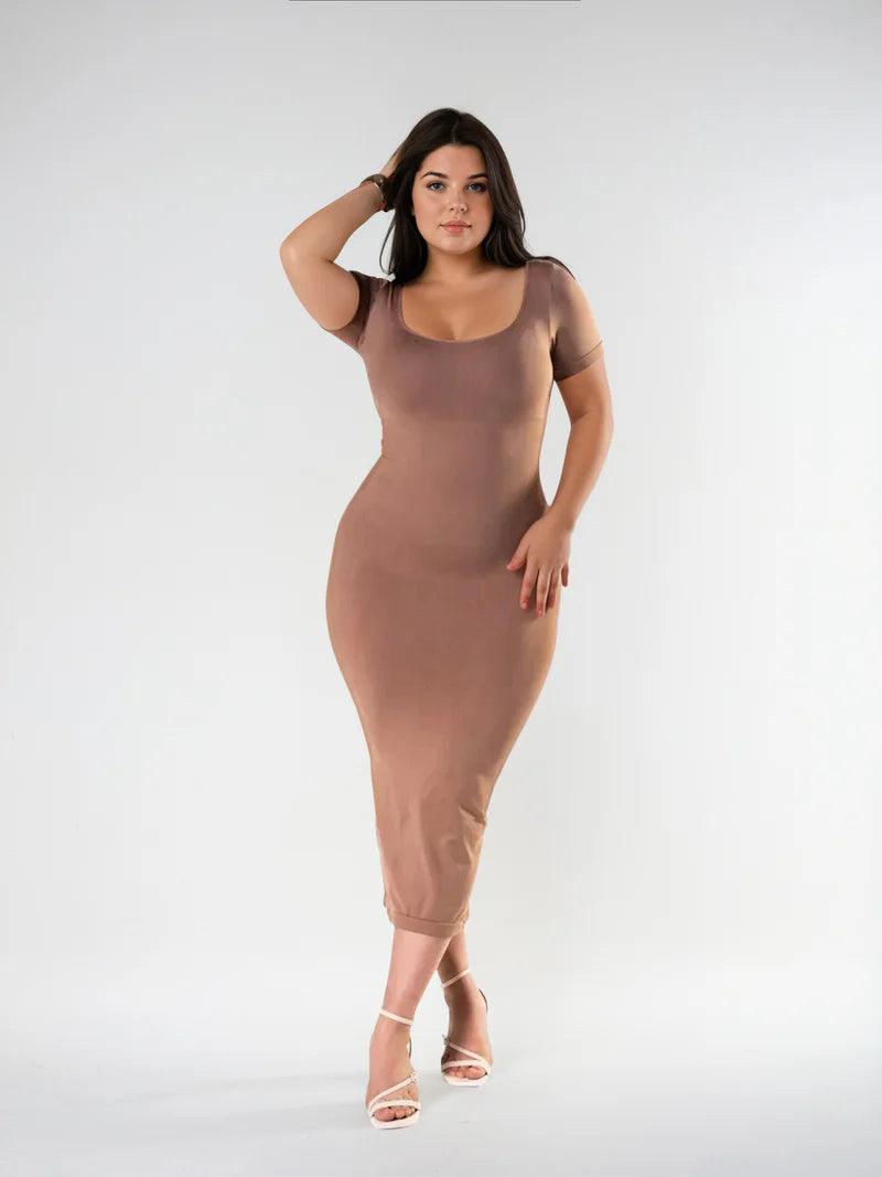 Short Sleeve Midi Shapewear Dress