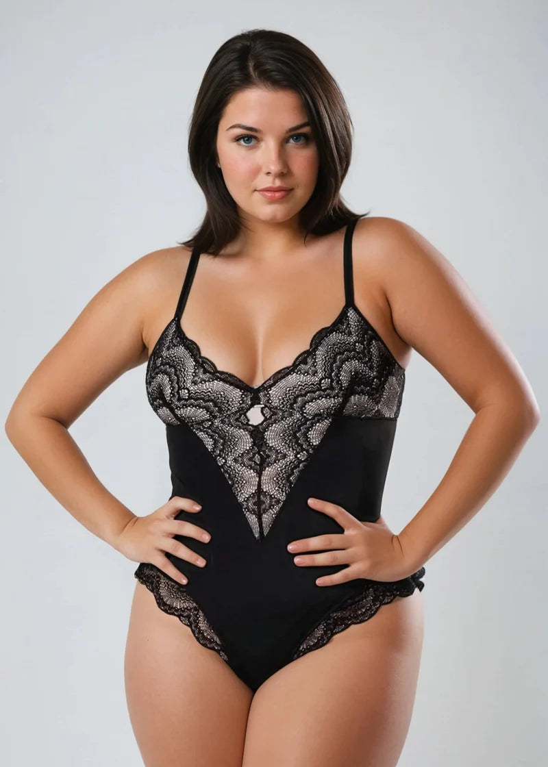 Half Laced Snatched Shapewear Bodysuit