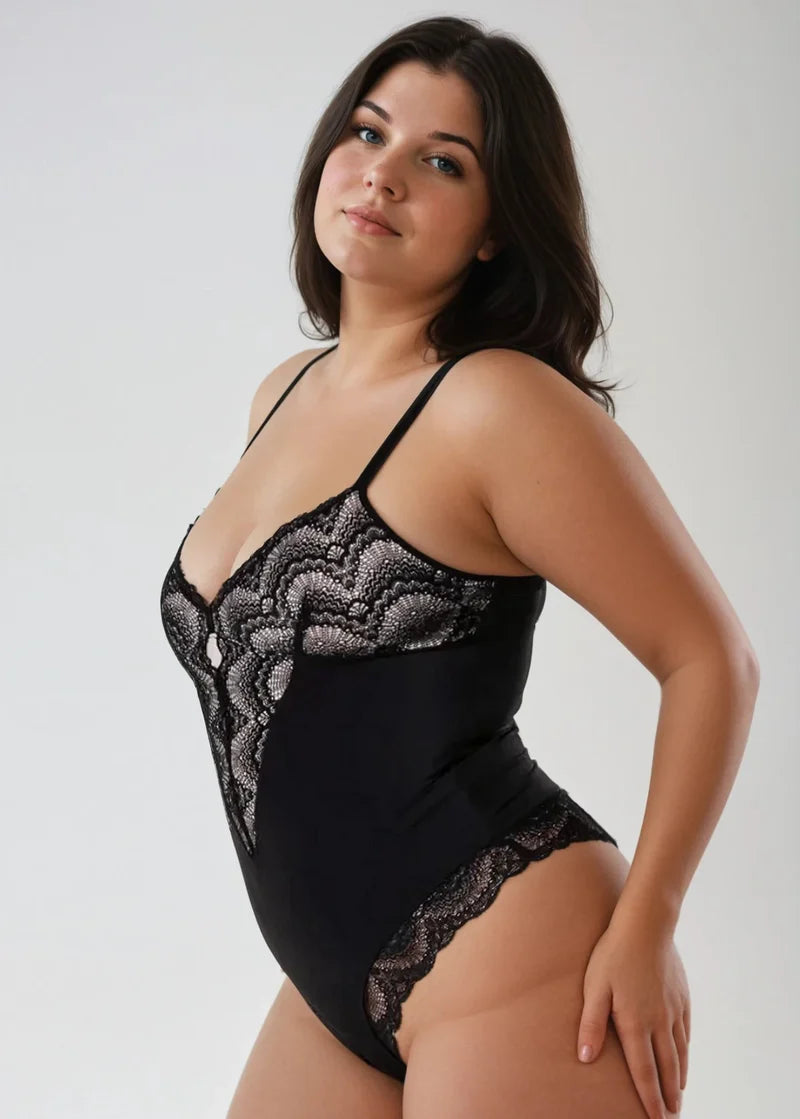 Half Laced Snatched Shapewear Bodysuit