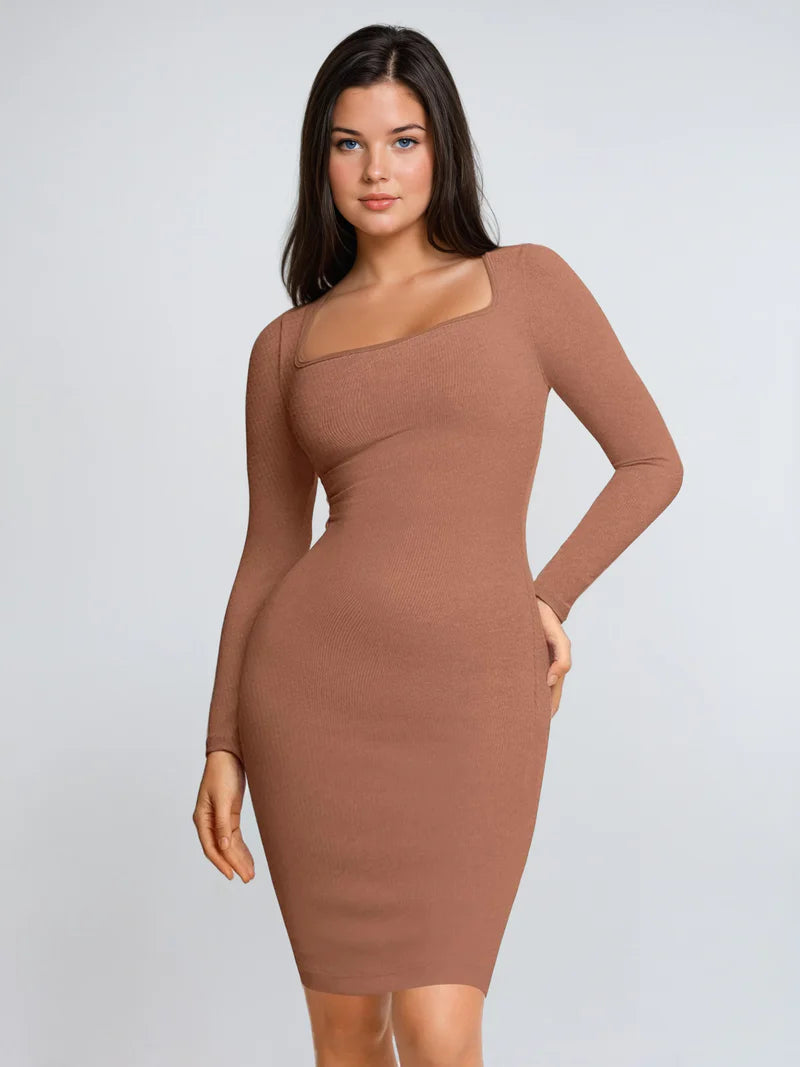 Long Sleeve Midi Shapewear Dress